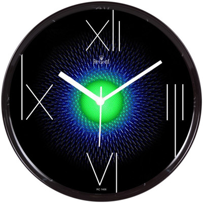 Regent Analog 28 cm X 28 cm Wall Clock(Black, With Glass)