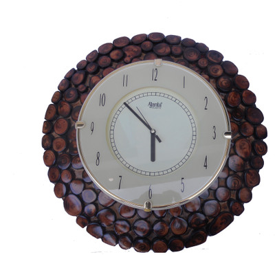 AJANTA Analog 25.5 cm X 3 cm Wall Clock(Brown, Yellow, With Glass)