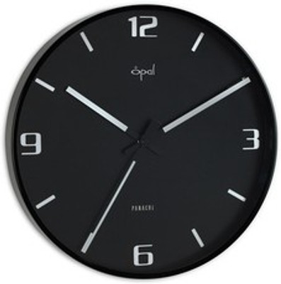 Opal Analog Wall Clock(Black, With Glass)