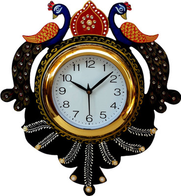 DivineCrafts Analog 35.56 cm X 30.48 cm Wall Clock(Multicolor, With Glass)