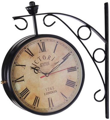 victoria station clocks Analog 30 cm X 9 cm Wall Clock(Black, With Glass)