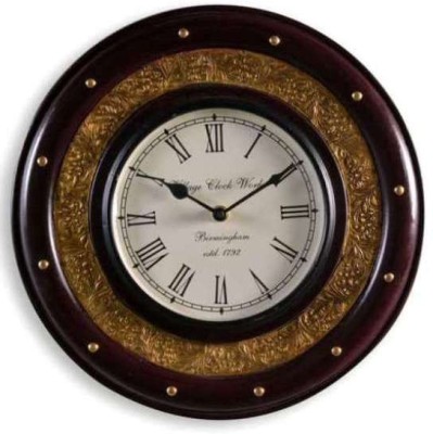 

Village Clock works Analog 45.72 cm X 45.72 cm Wall Clock(Brown, Gold, With Glass)