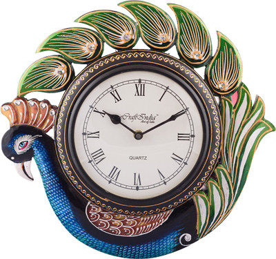 eCraftIndia Analog 33 cm X 33 cm Wall Clock(Green, With Glass)