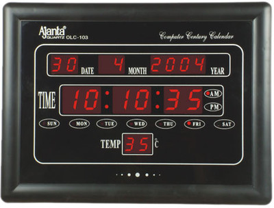 AJANTA Digital 5 cm X 25 cm Wall Clock(Black, With Glass)