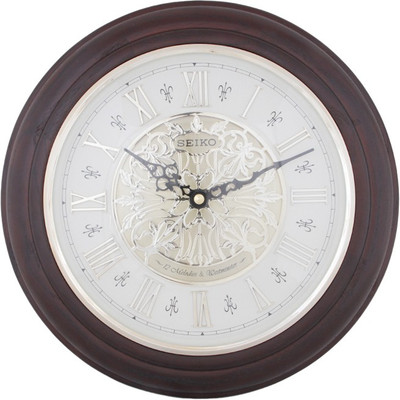 Seiko Analog 32 cm X 32 cm Wall Clock(Brown, With Glass)