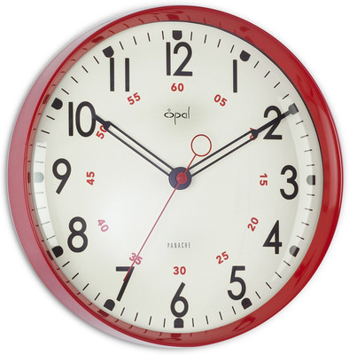 Opal Analog Wall Clock(Red, With Glass)