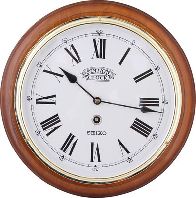Seiko Analog 28.2 cm X 28.2 cm Wall Clock(Brown, With Glass)