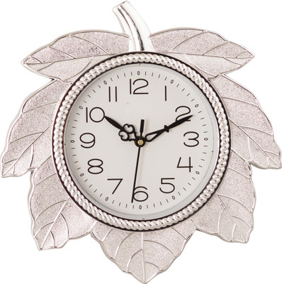 eCraftIndia Analog 28 cm X 28 cm Wall Clock(Silver, With Glass)