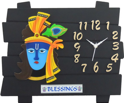 Ravishing Krishna Kanhaiya Wall Clock Analog 25 cm X 32 cm Wall Clock(Black, Without Glass)
