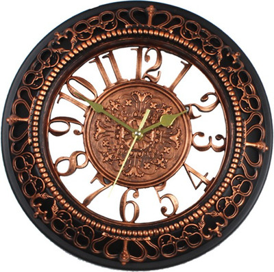 purpledip Analog 30 cm X 4 cm Wall Clock(Brown, Without Glass)
