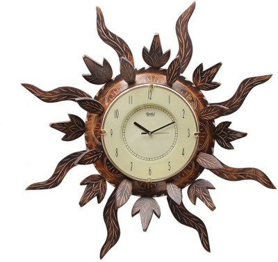 Craftatoz Analog 50 cm X 30 cm Wall Clock(Brown, With Glass)