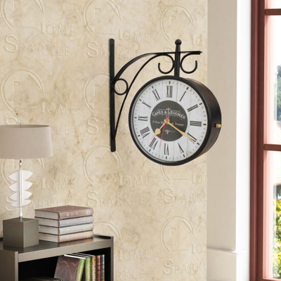 Home Sparkle Analog Wall Clock Black, With Glass available at Flipkart for Rs.1369