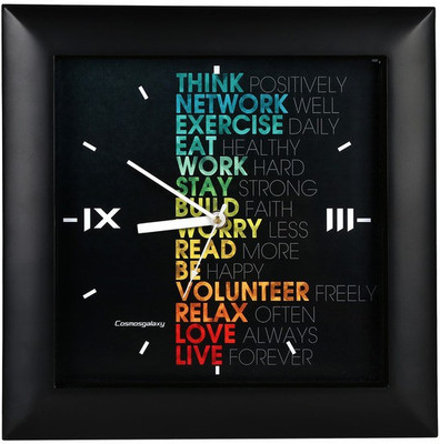 40% OFF on Cosmosgalaxy Analog Wall Clock(Black, With Glass)