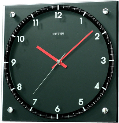 Rhythm Analog Wall Clock(Black, With Glass) Rhythm Analog Wall Clock(Black, With Glass)