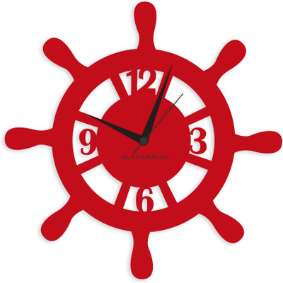 Blacksmith Analog Wall Clock(Red, Without Glass)