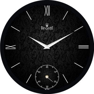 Regent Analog 28 cm X 28 cm Wall Clock(Black, With Glass)