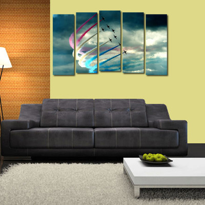 34% OFF on 999 Store Multiple Frames Printed Flying Fighter Planes like Modern Wall Art Painting - 5 Frames (148 X 76 Cms)(Multicolor)