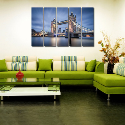 34% OFF on 999 Store Multiple Frames Printed Tower Bridge like Modern Wall Art Painting - 5 Frames (148 X 76 Cms)(Multicolor)