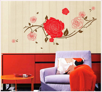 

Oren Empower Stylish flower large wall stickers(78 cm X cm 130, Red, Brown)