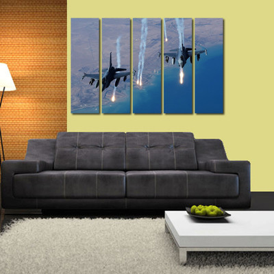 34% OFF on 999 Store Multiple Frames Printed Flying Fighter Planes like Modern Wall Art Painting - 5 Frames (148 X 76 Cms)(Multicolor)