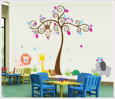 

Oren Empower 2pc/set (Double Sheet) Extra Large animal world wall sticker(148 cm X cm 190, Multicolor)