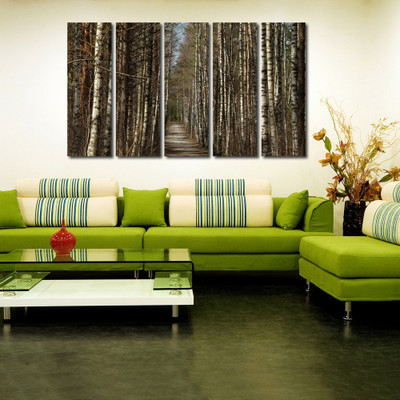 34% OFF on 999 Store Multiple Frames Printed Forest like Modern Wall Art Painting - 5 Frames (148 X 76 Cms)(Multicolor)