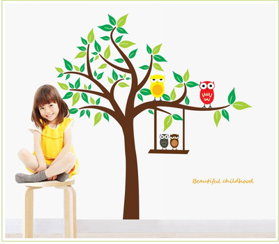 

Oren Empower Owl and tree large wall sticker(130 cm X cm 120, Multicolor)