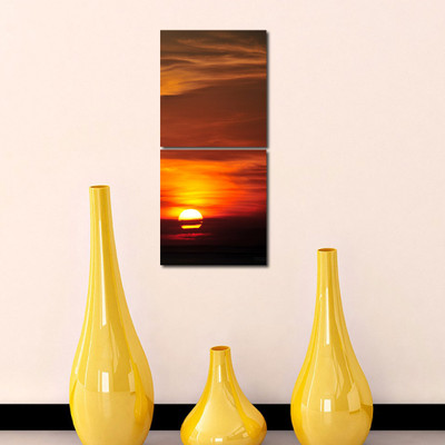 55% OFF on 999 Store Multiple Frames Printed Sunset Modern Wall Art Painting -2 Frames (76x25 cm)(Multicolor)