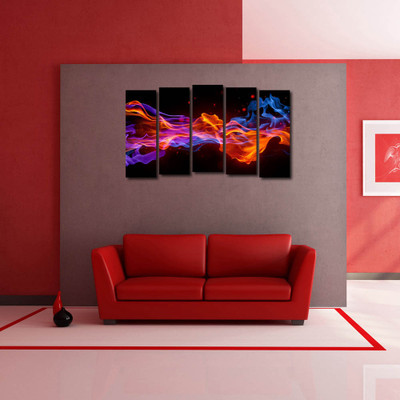 34% OFF on 999 Store Multiple Frames Printed Colours like Modern Wall Art Painting - 5 Frames (148 X 76 Cms)(Multicolor)