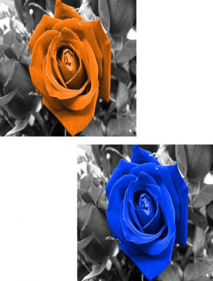 51% OFF on Go Hooked Orange And Blue Mdf 2 Panel Wallpaper(Multicolor)