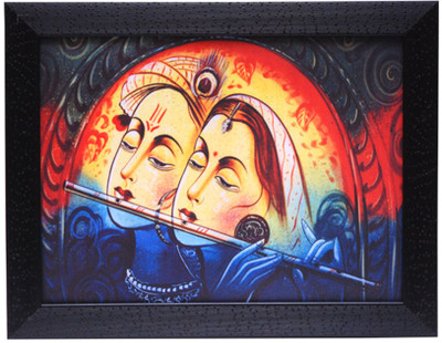 

HRINKAR Lord Krishna Wall Decor Printed (Photo Size 12 w X 9 H inch) Painting Frame- FRM23(Multicolor)