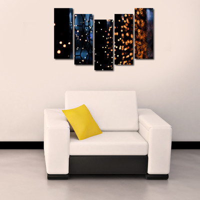 34% OFF on 999 Store Multiple Frames Printed Yellow Light like Modern Wall Art Painting - 5 Frames (148 X 76 Cms)(Multicolor)
