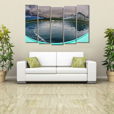 34% OFF on 999 Store Multiple Frames Printed River like Modern Wall Art Painting - 5 Frames (148 X 76 Cms)(Multicolor)