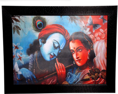 

HRINKAR Lord Krishna Wall Decor Printed (Photo Size 9 w X 12 H inch) Painting Frame - FRM16(Multicolor)