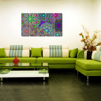 34% OFF on 999 Store Multiple Frames Printed Colourful Designs like Modern Wall Art Painting - 5 Frames (148 X 76 Cms)(Multicolor)