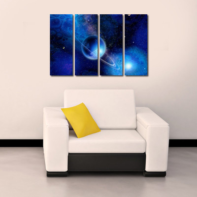 33% OFF on 999 Store Multiple Frames Printed Space like Modern Wall Art Painting - 4 Frames (127x76 Cm)(Multicolor)