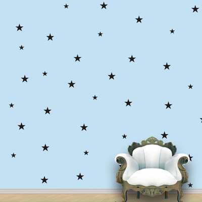 Wall Design Stars Wall Pattern Black Stickers Set of 118(7.5 cm X cm 7.5, Black)