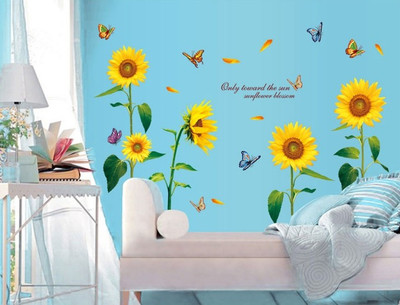 

Oren Empower Colorful sunflower decorative large wall sticker(105 cm X cm 125, Multicolor)