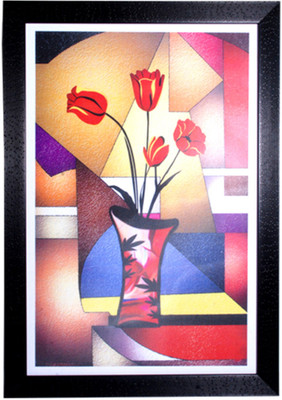 HRINKAR Flower Wall Decor Printed Photo Size 12 w X 18 H inch Painting Frame FRM1