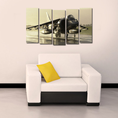 34% OFF on 999 Store Multiple Frames Printed Flying Fighter Plane like Modern Wall Art Painting - 5 Frames (148 X 76 Cms)(Multicolor)