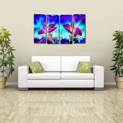 33% OFF on 999 Store Multiple Frames Printed Flowers like Modern Wall Art Painting - 4 Frames (127x76 Cm)(Multicolor)