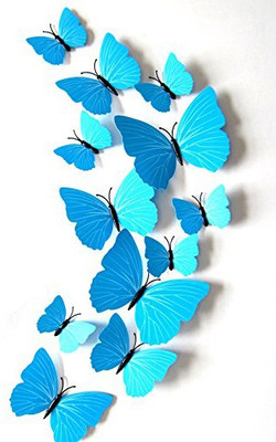 

ADMI Removable 12 Pcs 3D Butterfly Wall Stickers - Plain Blue(cm 13, Blue)