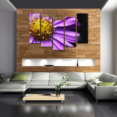 34% OFF on 999 Store Multiple Frames Printed Purple Flower like Modern Wall Art Painting - 5 Frames (148 X 76 Cms)(Multicolor)