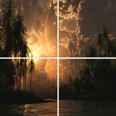 33% OFF on Go Hooked Yellow And Green Mdf 4 Panel Wallpaper(Multicolor)