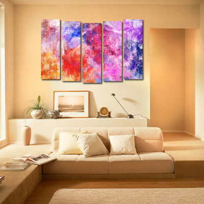 34% OFF on 999 Store Multiple Frames Printed Colouful Designs like Modern Wall Art Painting - 5 Frames (148 X 76 Cms)(Multicolor)