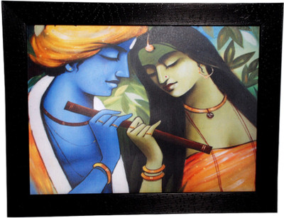 

HRINKAR Lord Krishna Wall Decor Printed (Photo Size 9 w X 12 H inch) Painting Frame - FRM14(Multicolor)