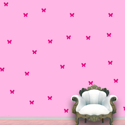 Wall Design Butterfly Wall Pattern Pink Stickers Set of 75(6.75 cm X cm 7.5, Pink)
