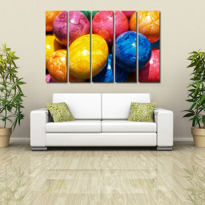 34% OFF on 999 Store Multiple Frames Printed Colouful Eggs like Modern Wall Art Painting - 5 Frames (148 X 76 Cms)(Multicolor)
