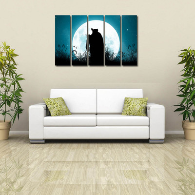 999 Store Multiple Frames Printed Shri Krishna like Modern Wall Art Painting - 5 Frames (148 X 76 Cms)(Multicolor)