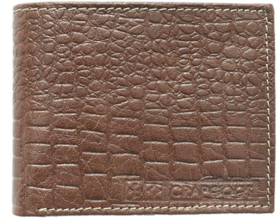 Crapgoos Men Brown Genuine Leather Wallet(6 Card Slots)